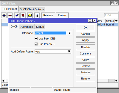 Add DHCP Client Add DHCP Client