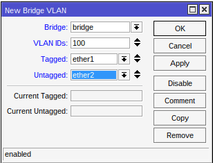 Add VLANs 100 Add VLANs 100